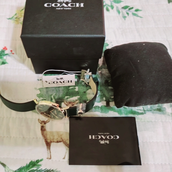 Coach Green Leather Strap Watch Brand New. By New York - Picture 6 of 12